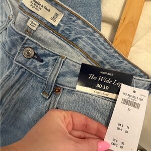 Abercrombie & Fitch Light Blue High Rise Wide Leg Jeans